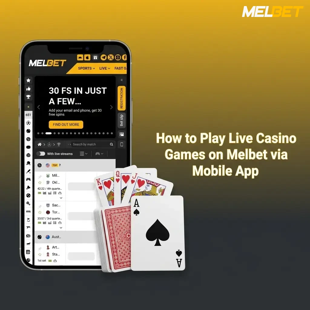 Melbet mobile app live casino gameplay showing live dealer table selection on Android and iOS devices