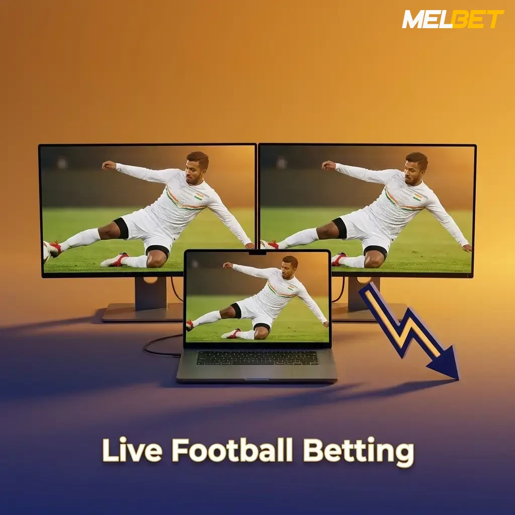 Melbet live football betting interface showing in-play odds, match stats, and live tracker for ongoing fixtures
