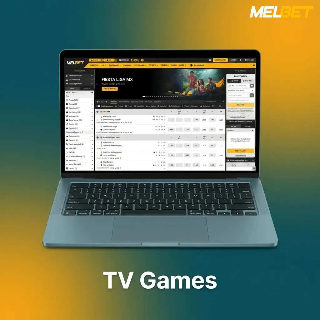 Melbet TV Games section featuring live game shows, wheel games, lottery, and scratch-and-win betting formats