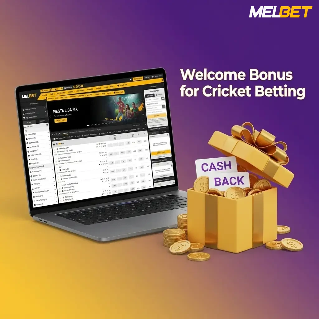 Melbet Sports Welcome Bonus offering 150% up to 40,000 INR for cricket betting on IPL and ICC tournaments