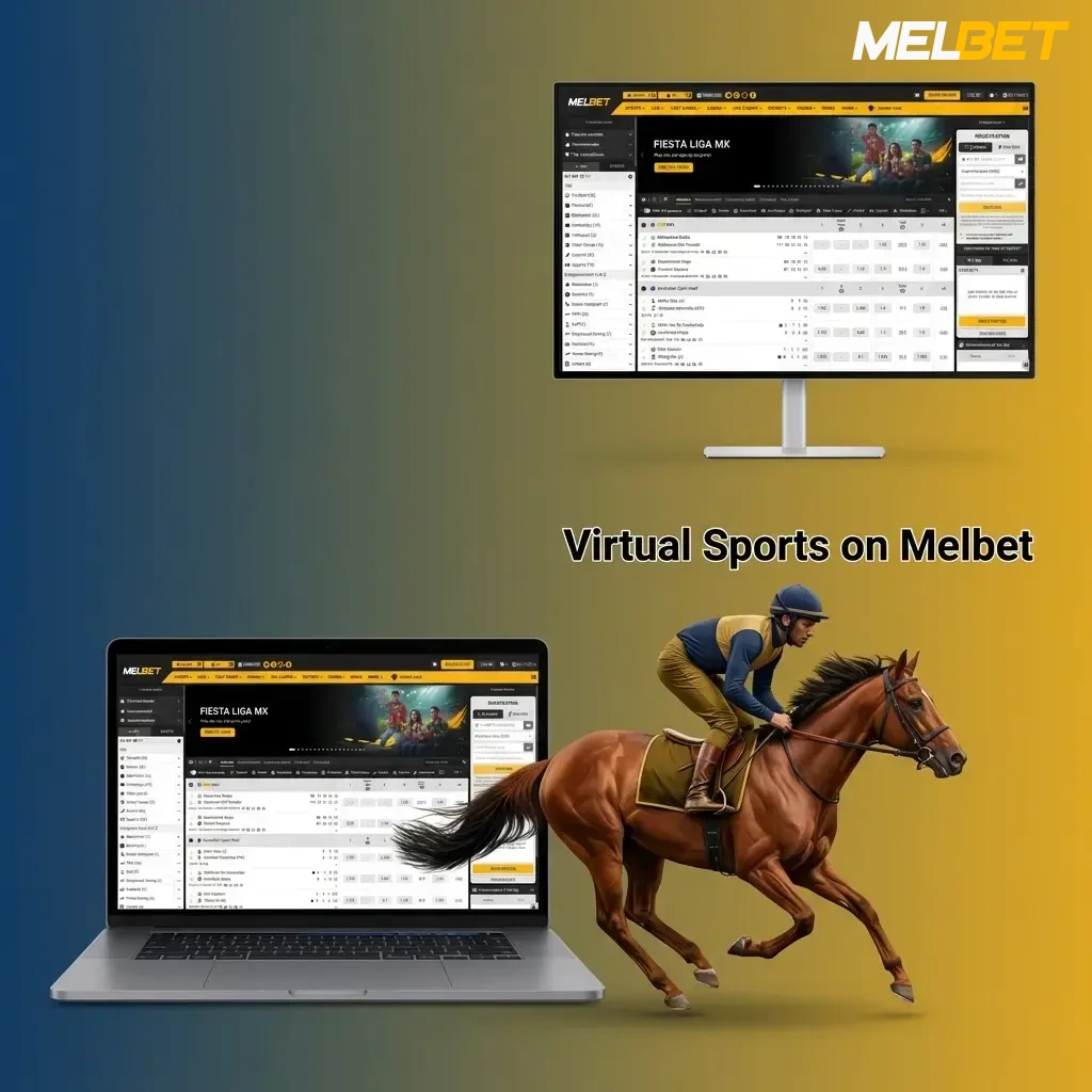 Virtual sports betting on Melbet featuring football, horse racing, basketball, tennis and cricket available 24/7