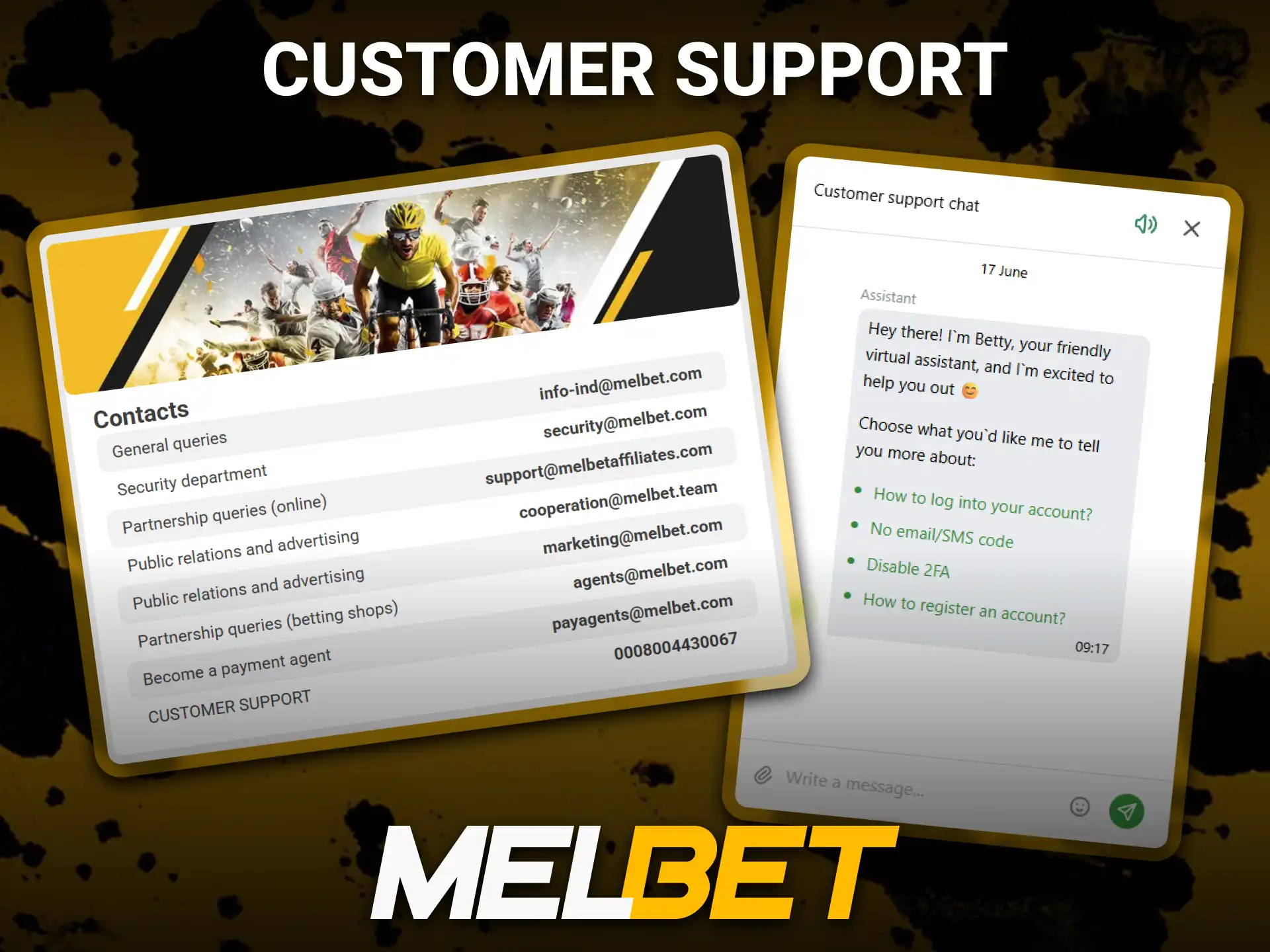 Contact the Melbet support team for assistance with bonuses and promotions.