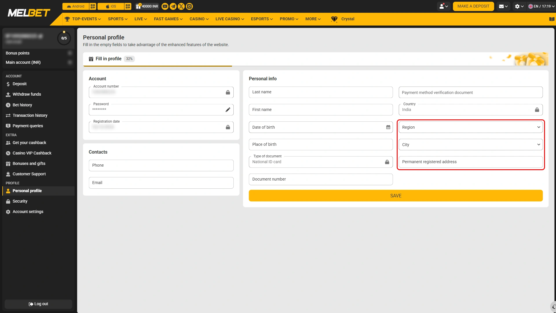 Provide proof of address to verify your Melbet account successfully.