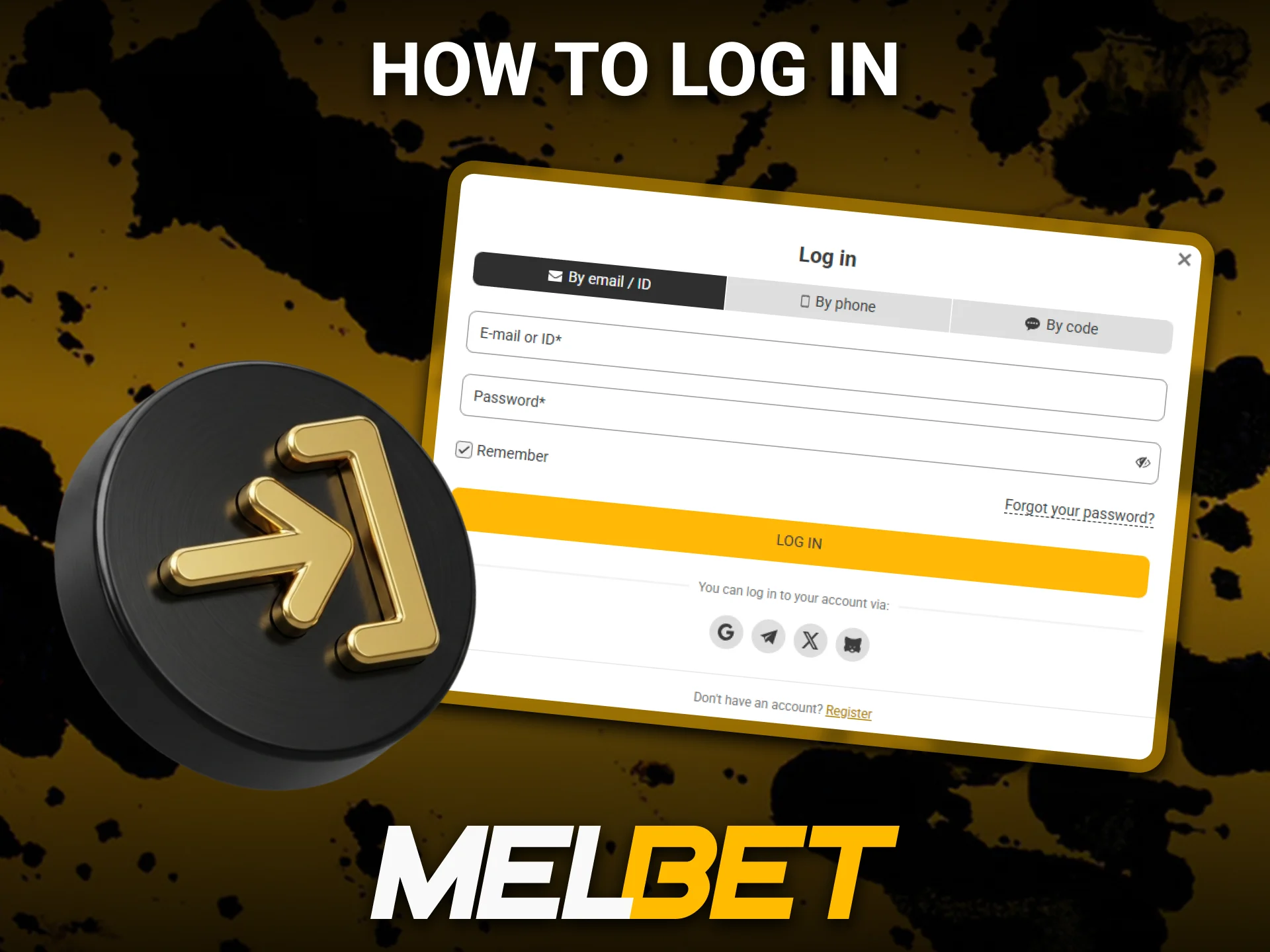 Access your Melbet account by entering your registered login details.